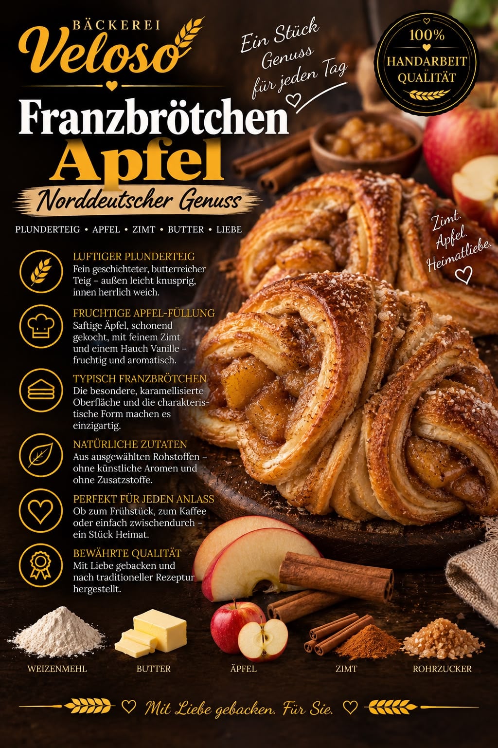 Franzbrötchen Apfel von Bäckerei Veloso