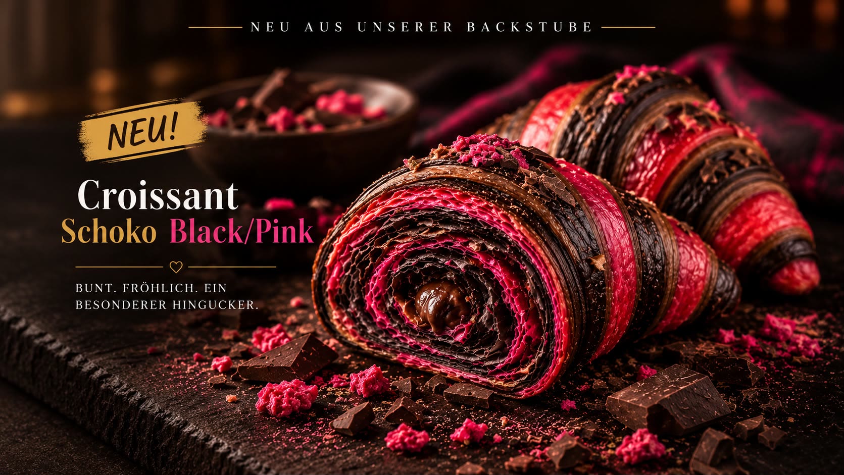 Croissant Schoko Black/Pink