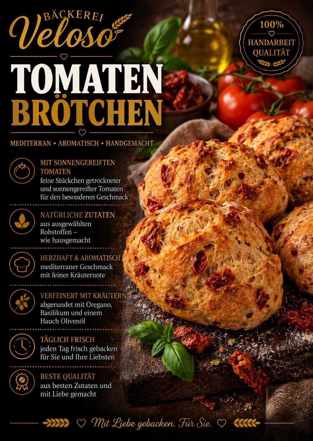 Tomaten Brötchen mit sonnengereiften Tomaten von Bäckerei Veloso